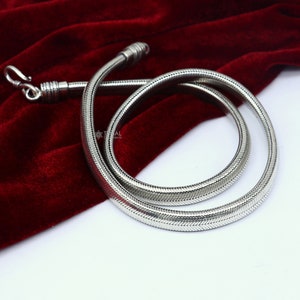 20&quot; inches handmade solid half round D shape snake chain heavy 9mm necklace, amazing luxury royal gifting vintage designer jewelry ch601