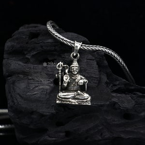 925 sterling silver Divine lord shiva pendant, excellent vintage designer silver handmade holy blessing pendant jewelry  nsp696