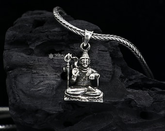 925 sterling silver Divine lord shiva pendant excellent vintage designer blessing unisex jewelry nsp696