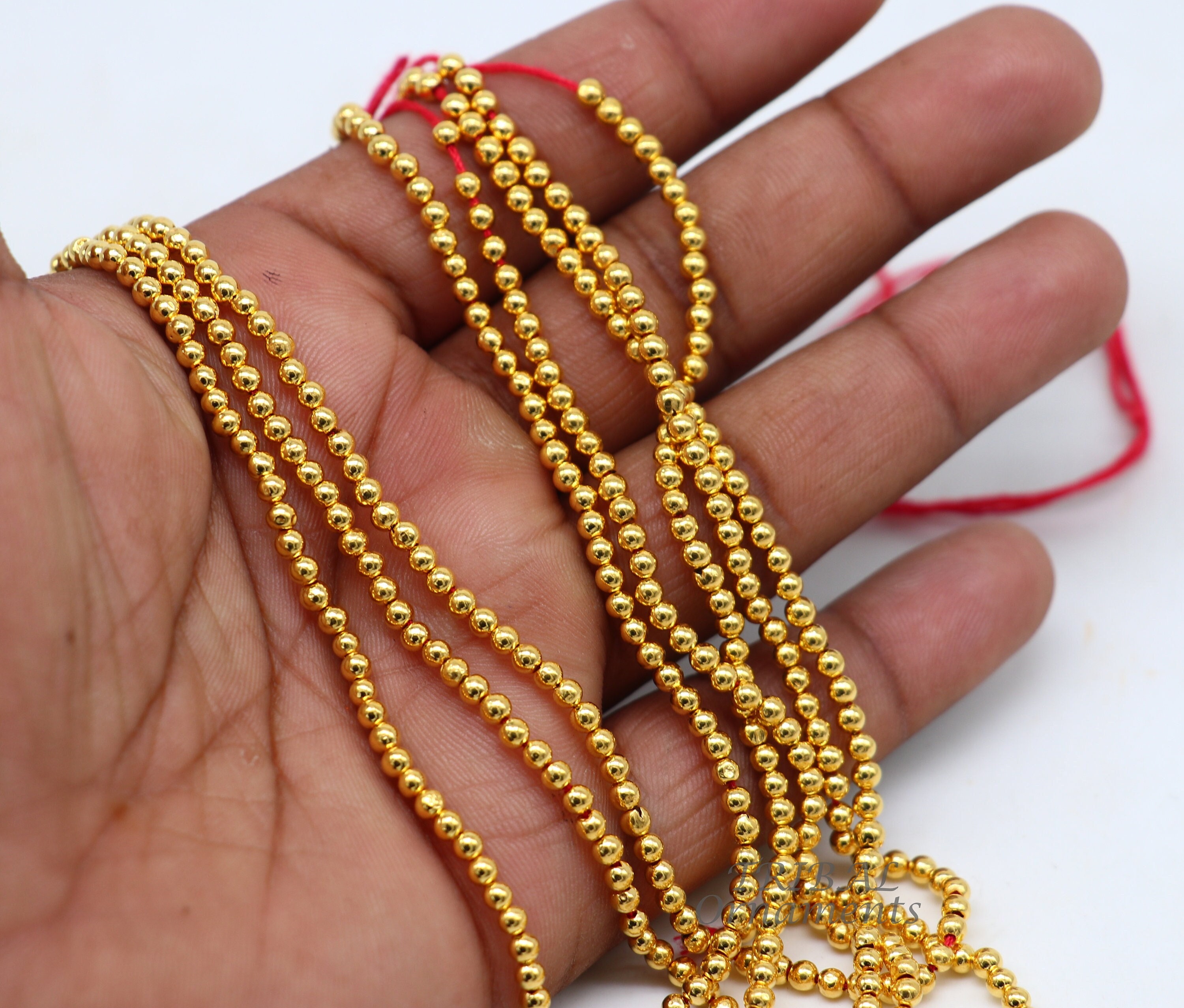 22K Multi Tone Gold Bracelet w/ Glass Blast Pipe & Round Beads