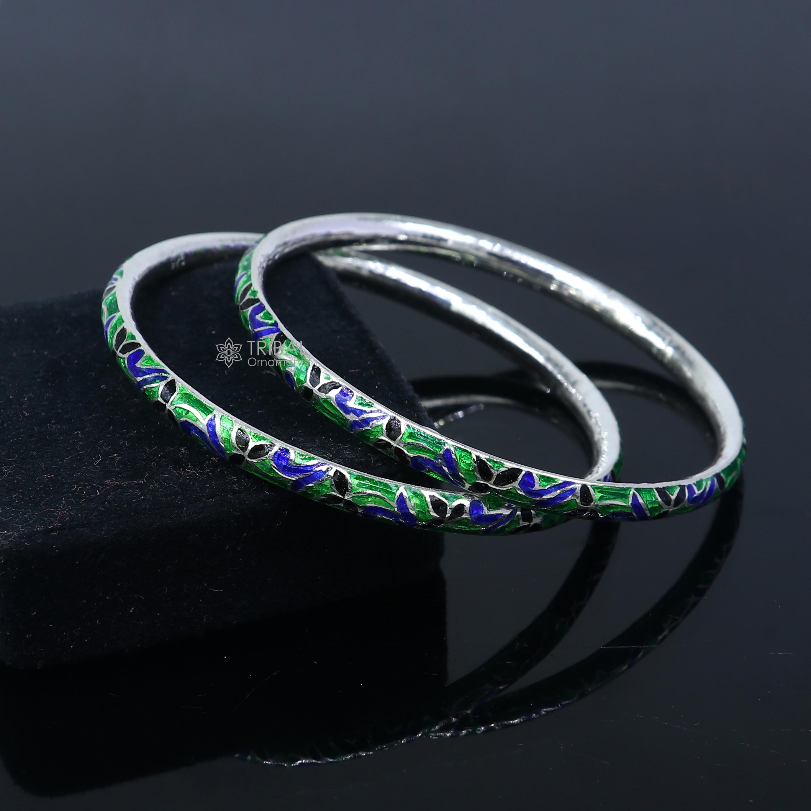 925 Sterling Meenakari Style Work Designer Bangle Bracelet