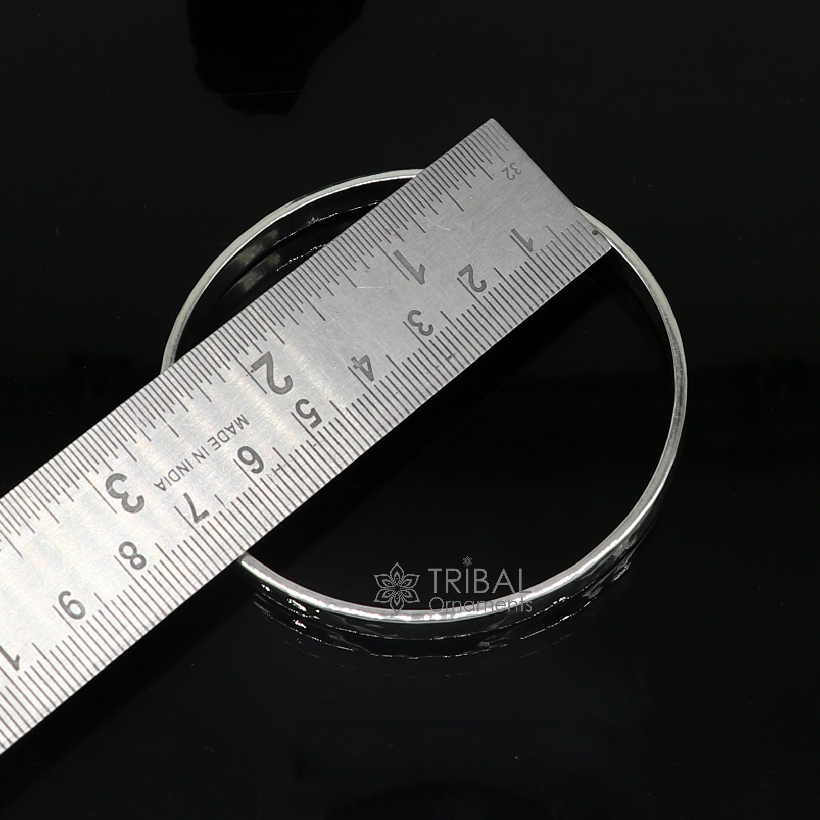 Solid Flat Plain Design 925 Sterling Silver Shiny Bright Bangle