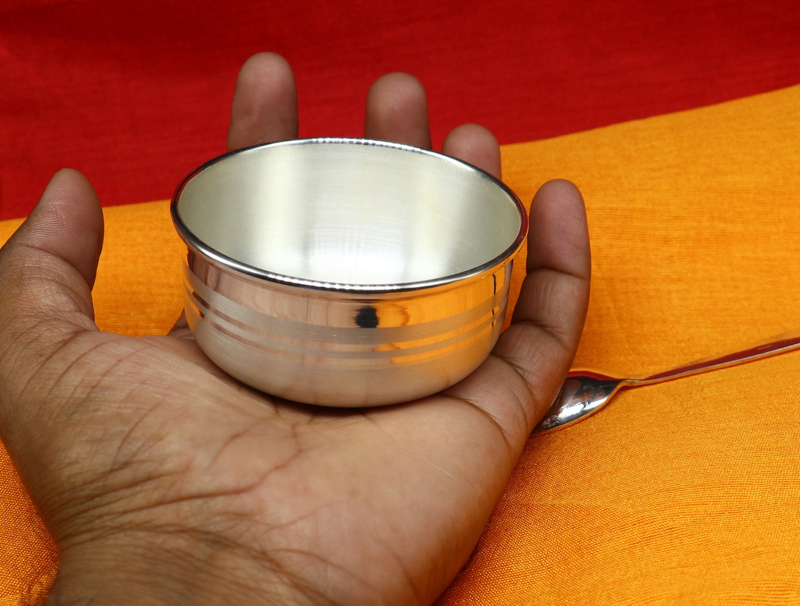 999 Fine Silver Handmade Small Baby Bowl and Spoon Set Silver Etsy UK