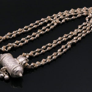 Sterling silver handmade amulet pendant gorgeous hanging bells with basil rosary beads necklace jewelry from india set40