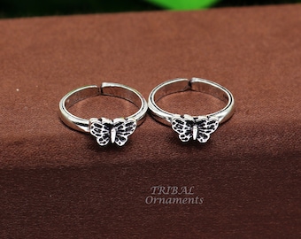 Floral design vintage style handmade 925 sterling silver adjustable toe ring band for brides or girl's best personalized jewelry ytr77