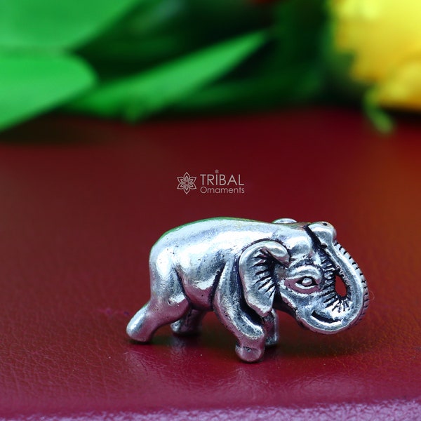 Small tiny size Fully solid 925 Sterling silver Baby Elephant Sculpture statue figurine The Perfect Gift for Any Occasion art609