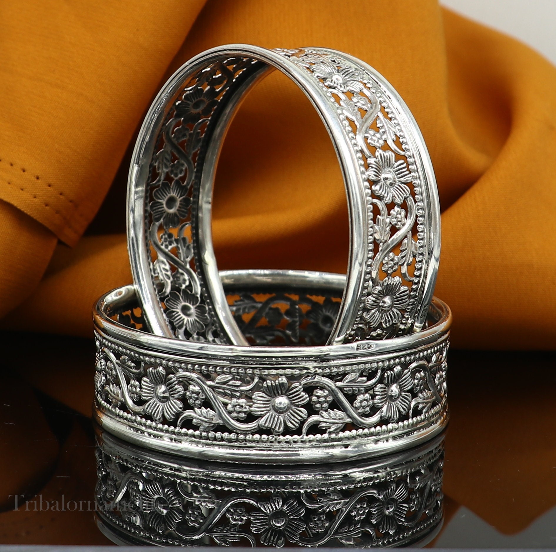 Floral Style 925 Sterling Silver Amazing Customized Bangle