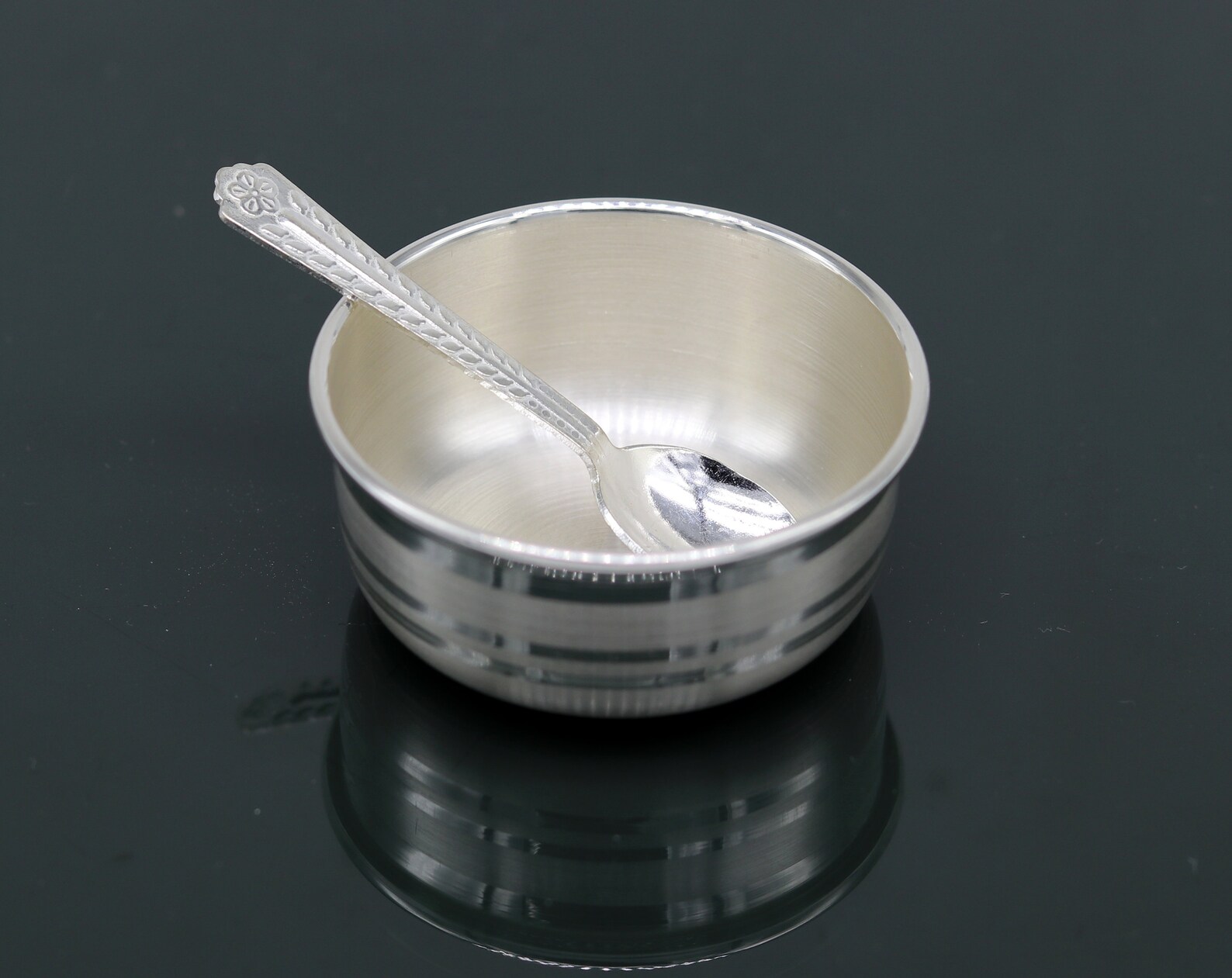 999 Fine Silver Handmade Small Baby Bowl and Spoon Set Silver Etsy