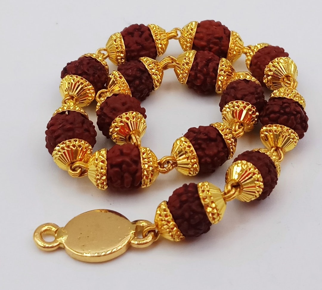 22 Karat Yellow Gold With Natural Rudraksha Beads Handmade Bracelet ...
