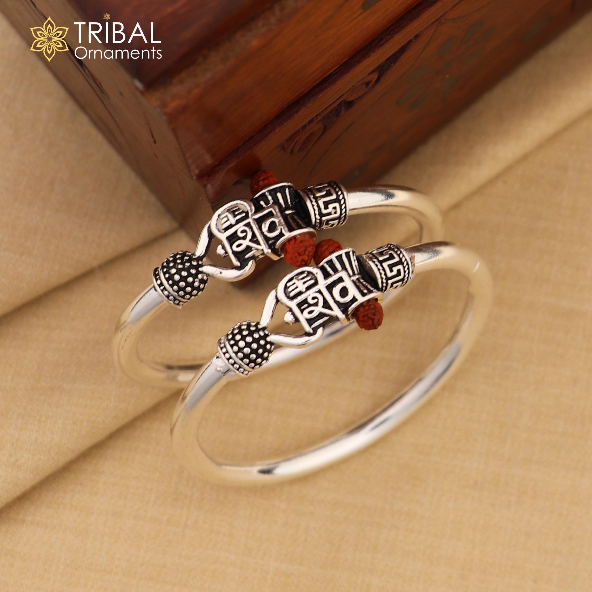 925 Sterling Silver Lord Shiva Trident Bangle for Kids 