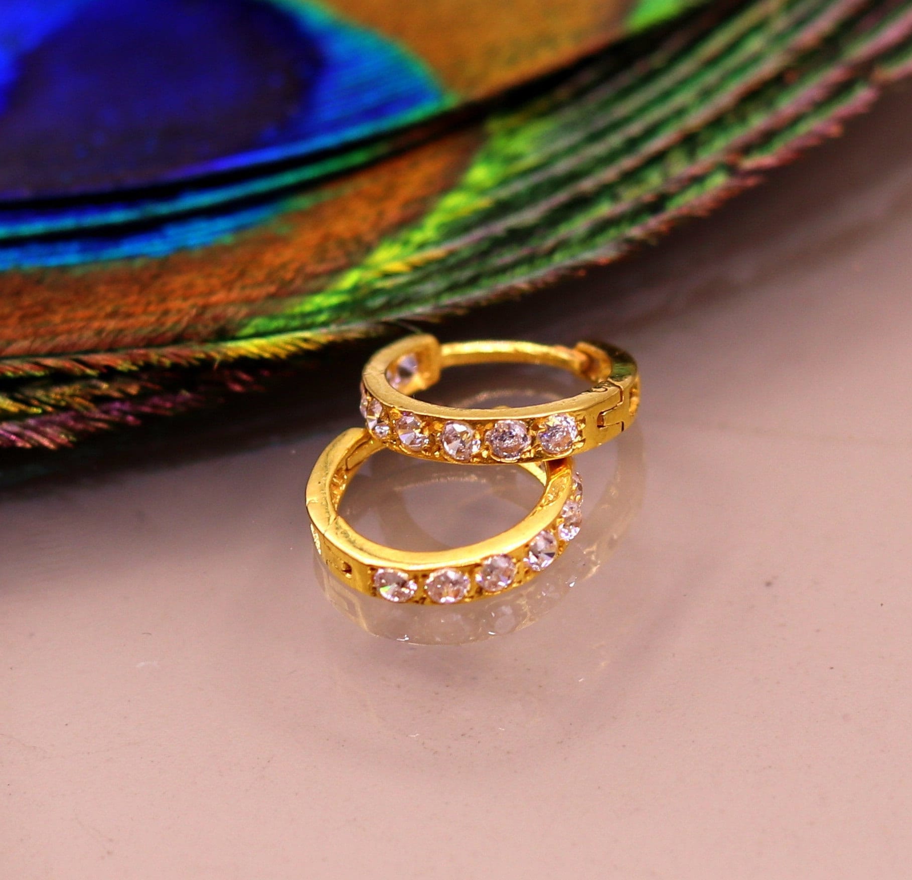 Buy Amazing Cz Stone Jadau 18kt Solid Gold Handmade Gorgeous Earrings Hoops Jewelry Belly Dance Tribal Bali Jewelry From India Ho30 Online in India Etsy