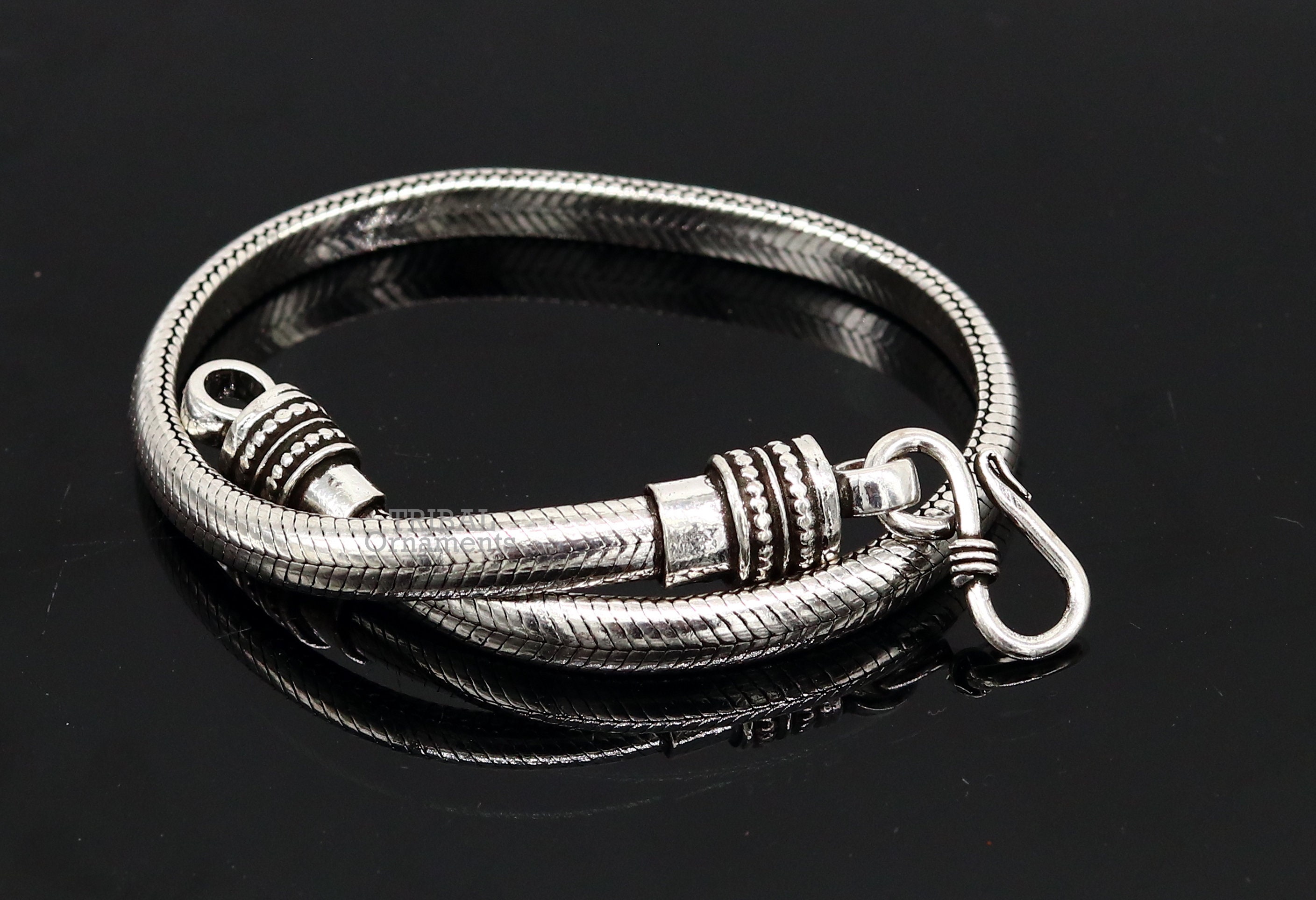 TATIANA☆[Silver925] Ball n Snake Chain Layered Bracelet 5mm 925 Sterling Silver Handmade Snake Chain Bracelet, D