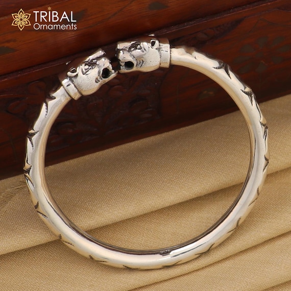 Indian Silver Tribal Lion Head Bangle Indian Silver Tribal Lion Head Bangle