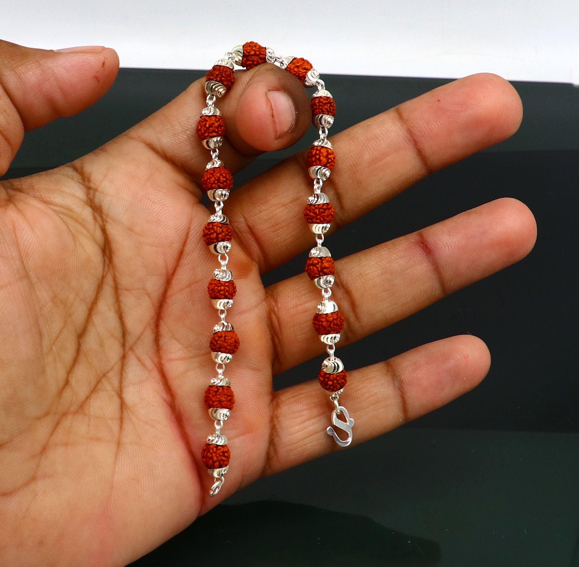インド ラジャスタン産 nsbr298 純銀製ハンドメイド 6 mm 天然