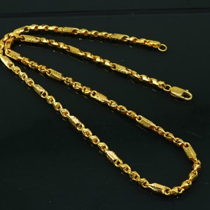 22karat yellow gold handmade unique baht design all sizes chain necklace amazing men&#39;s gifting wedding jewelry best unisex necklace  ch576