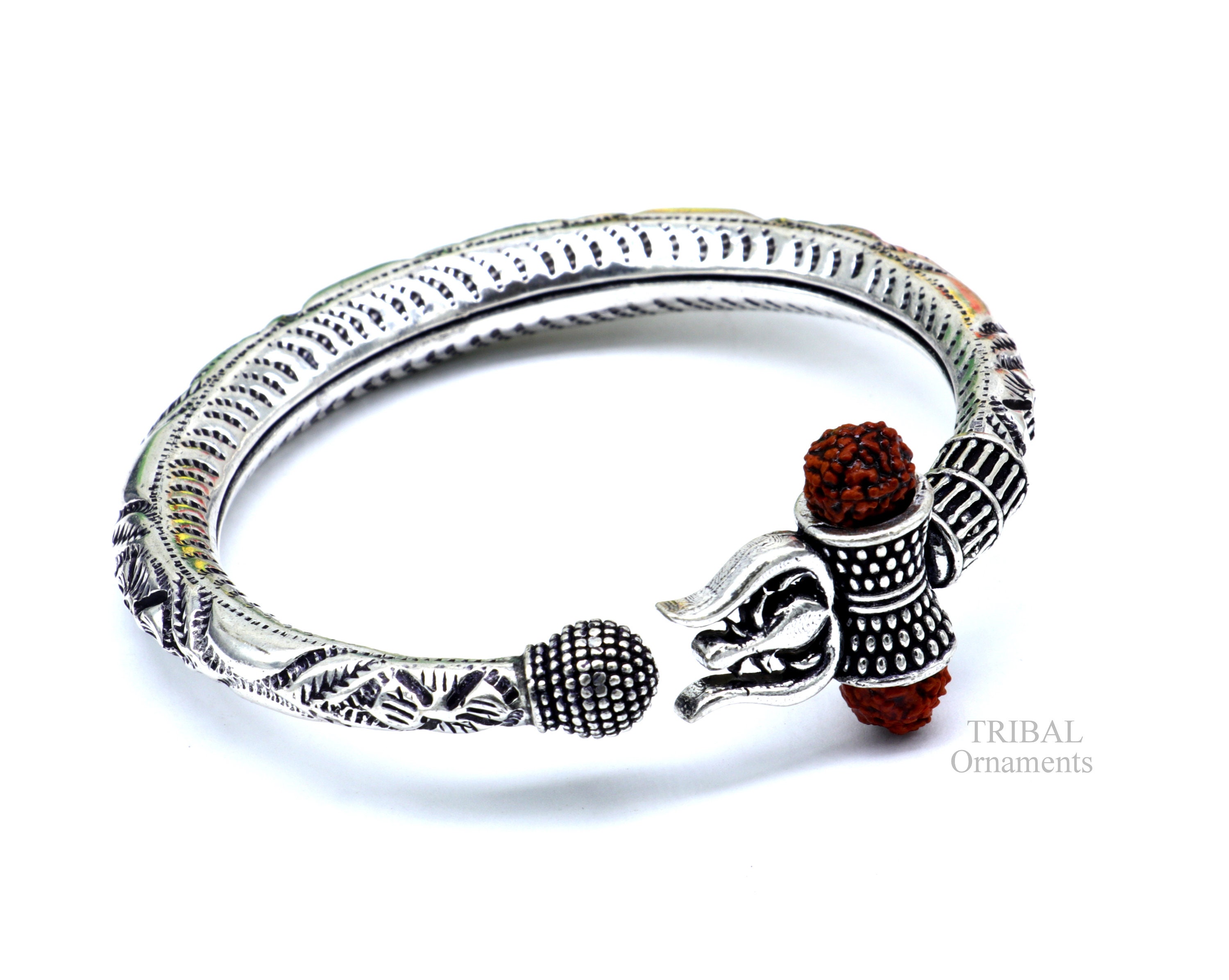 925 Sterling Silver Handmade Lord Shiva Babubali Kada Bangle