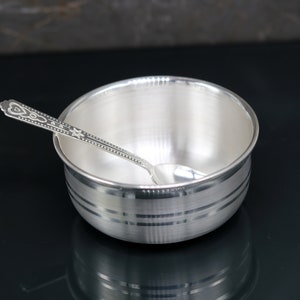 Plain design handmade 999 solid silver bowl, silver vessels, silver utensils, solid silver baby bowl for medical use for health gifting sv80