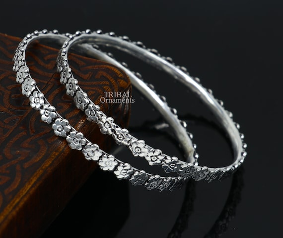 925 Sterling Silver Handmade Floral Design Fabulous Bangle