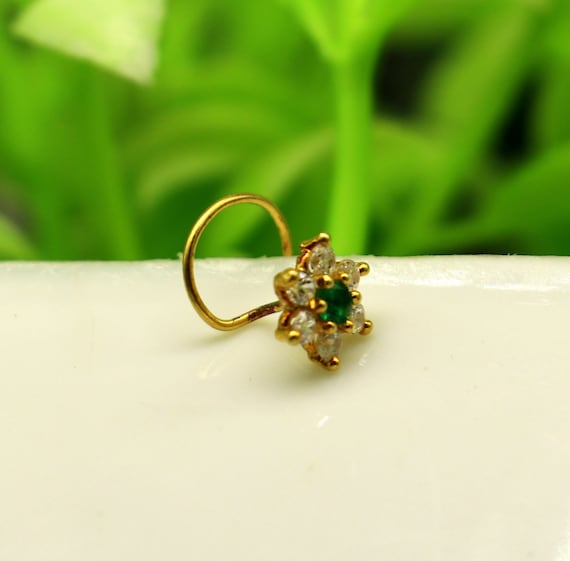 925 Sterling Silver Handmade 7 Stone Nose Pin Fabulous Floral