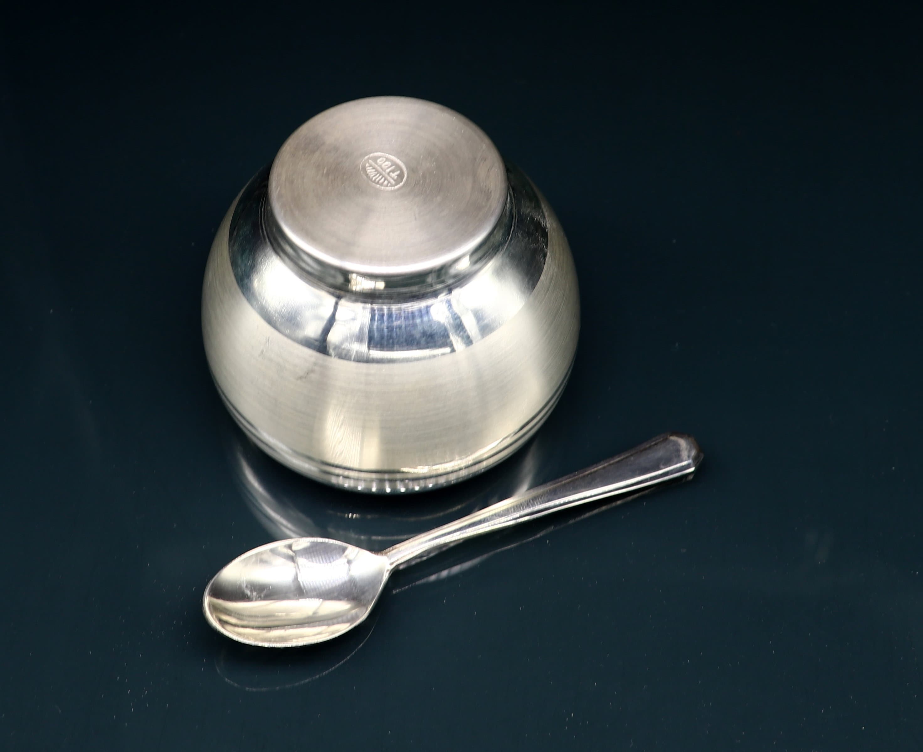 999 Fine Silver Handmade Small Baby Bowl and Spoon Set Silver Etsy UK