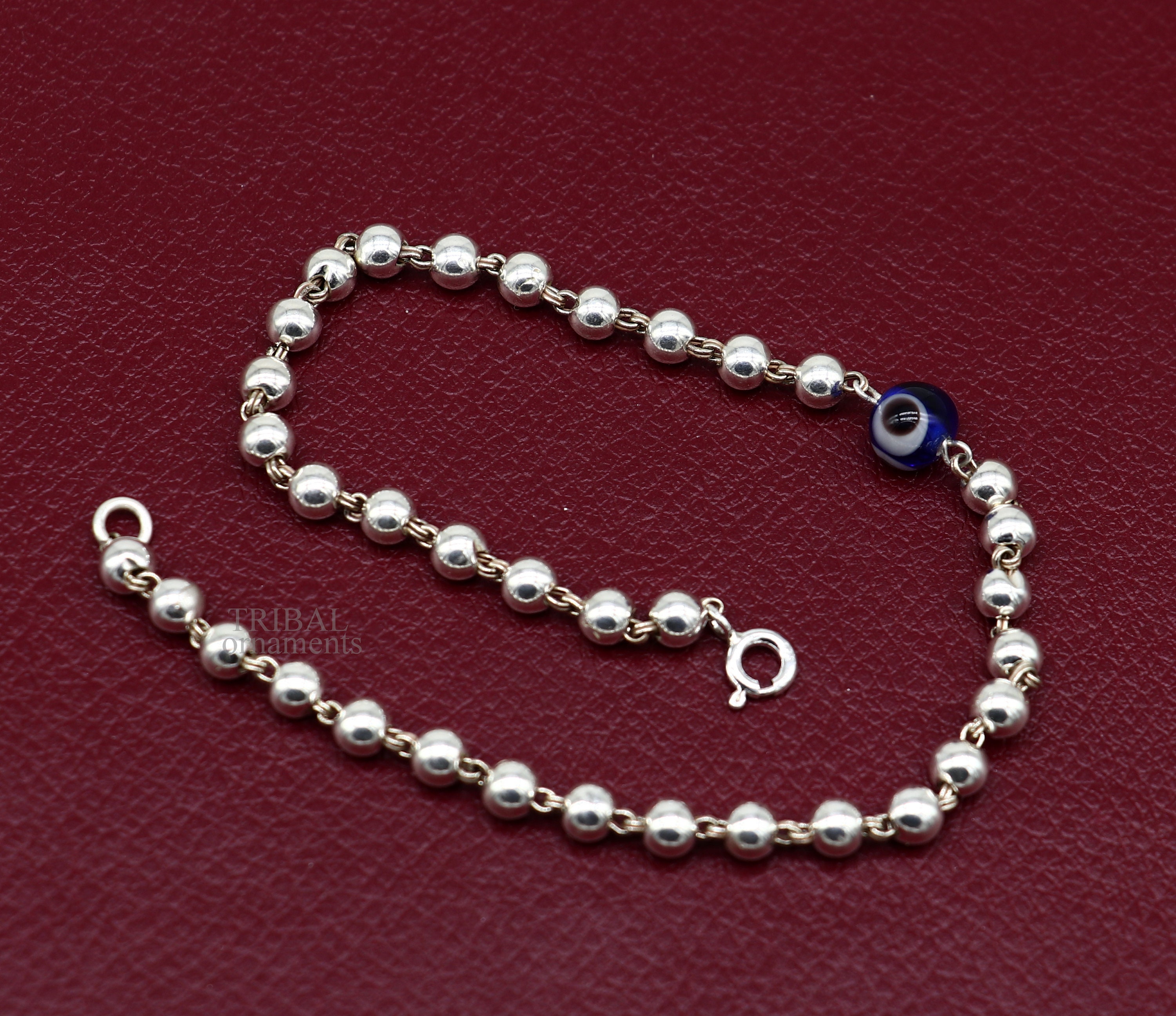 925 Sterling Silver Handmade Beaded Evil Eye Bracelet