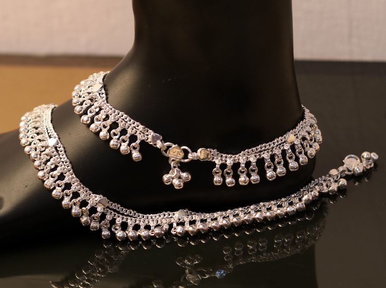 nice noisy hanging bells charm anklets for girls women/'s belly dance ank174 10.5 long handmade sterling silver gorgeous ankle bracelet