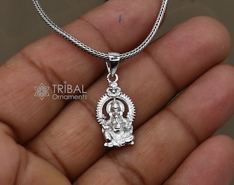 925 sterling silver Lord Ganesha standing design pendant necklace, Lord Ganesha unique style handmade pendant for unisex gift  Nsp833