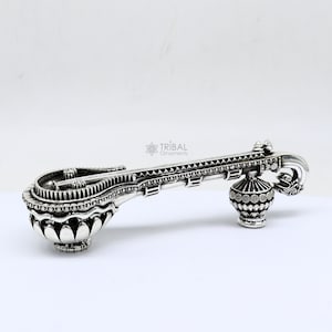 5&quot;OR 6&quot; Maa Saraswati Veena, 925 sterling silver musical instrument Veena for Goddess Sharda, best gifting puja article, Worshipping  art623