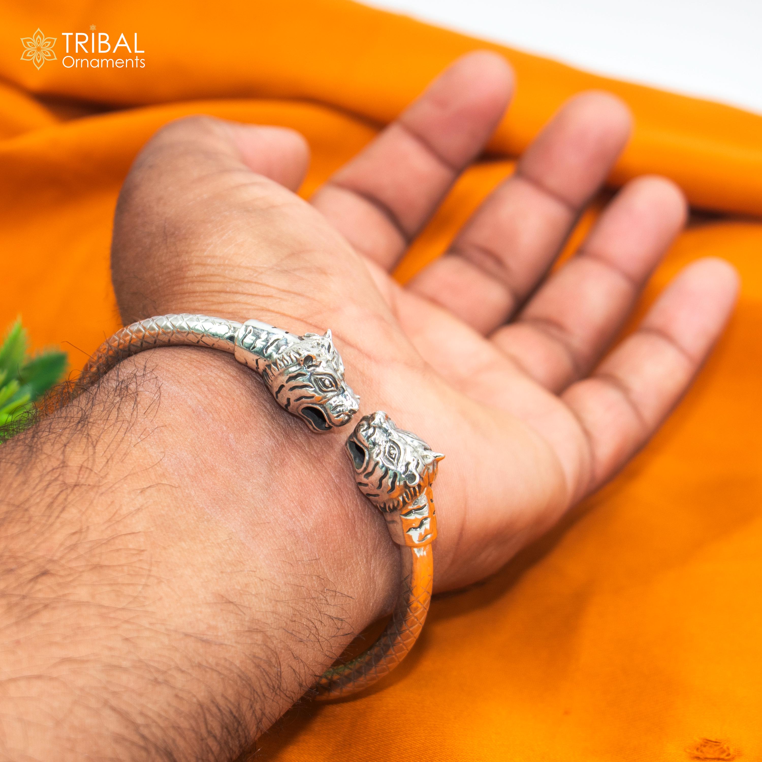 925 Sterling Silver Handmade Lion Face Design Bangle