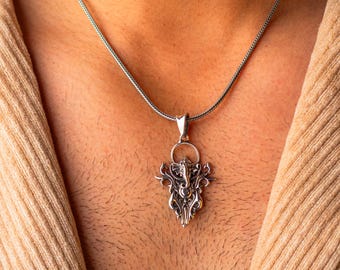 925 sterling silver Lord GANESHA unique design pendant necklace, Lord Ganesha unique style handmade pendant for unisex  Nsp711