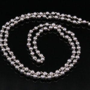 Vintage antique design handmade solid silver 108 beads ball jaap mala chain necklace for japping mantra for god, mediation ch22
