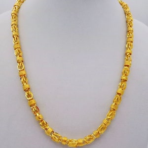 22karat/18karat yellow gold handmade amazing stylish byzantine chain necklace certified jewelry best men&#39;s gifting wedding jewelry necklace