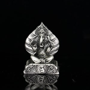 1.4&quot;&quot; Small solid 925 Sterling silver Lord pan ganesha, Pooja Articles, Silver Idols Ganesha statue sculpture Diwali puja figurine art677