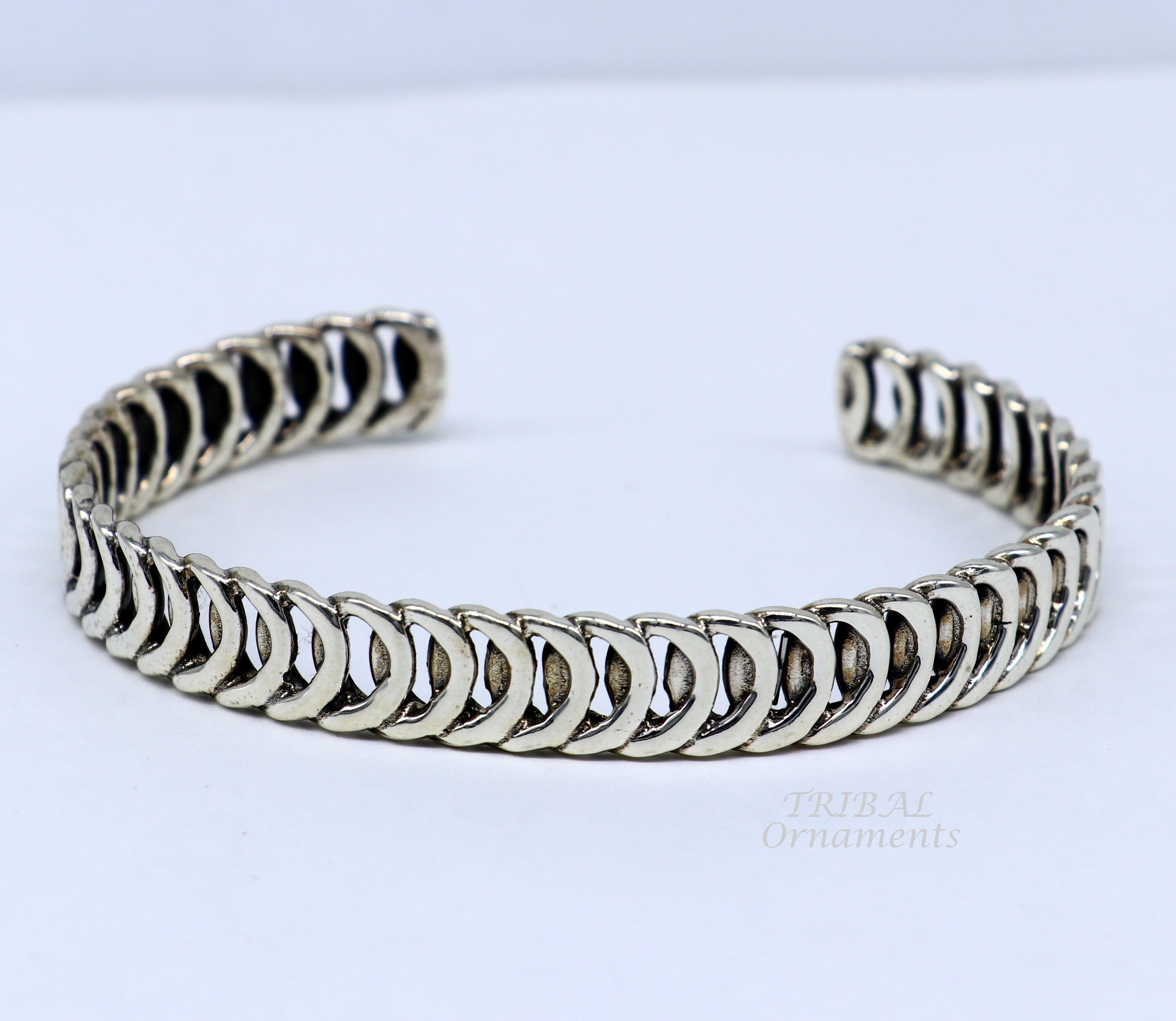 Vintage Unique Design Stylish Cuff Kada Adjustable Bracelet, 925