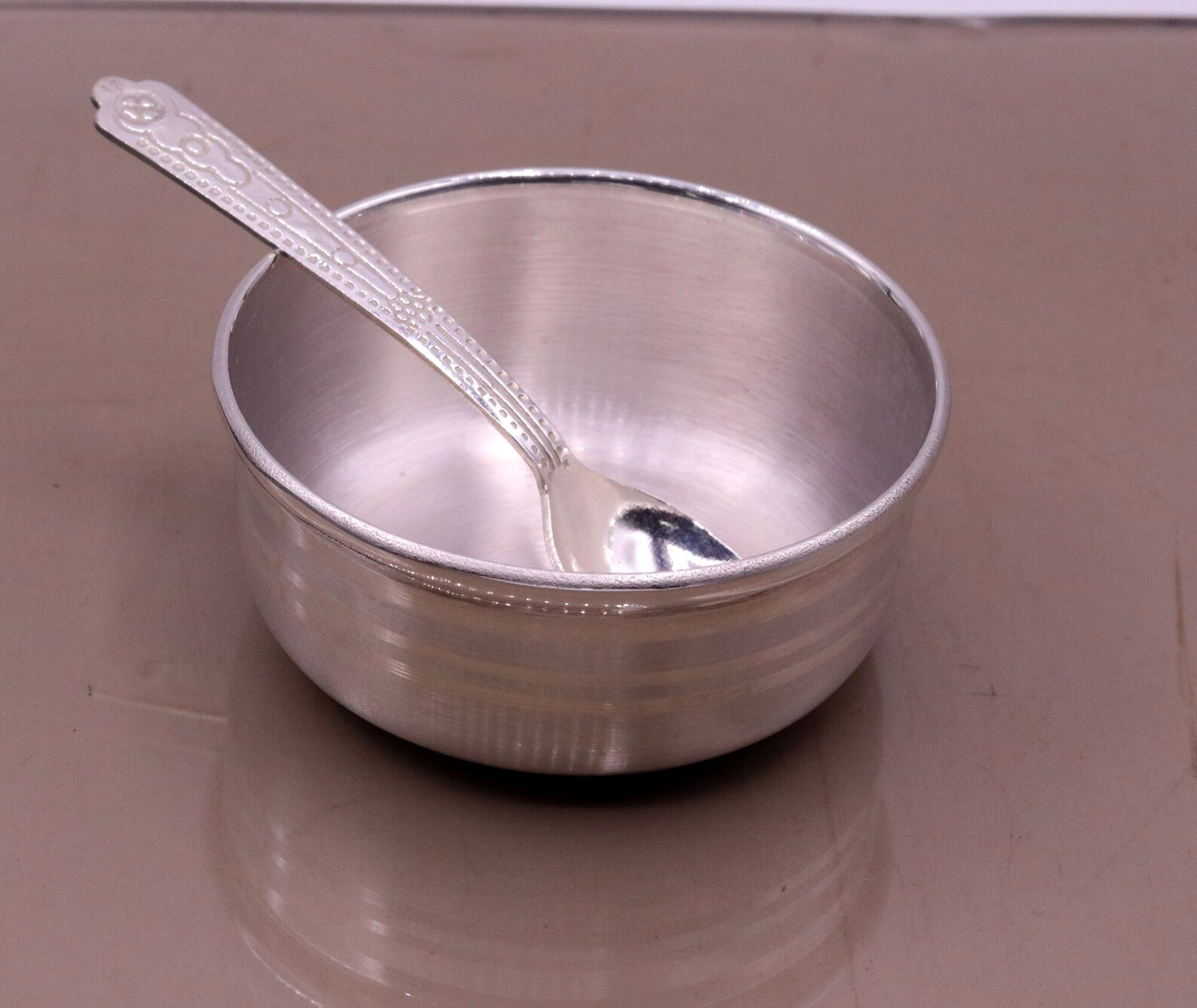 Handmade 99.9 Solid Pure Silver Baby Bowl With Small Spoon Etsy