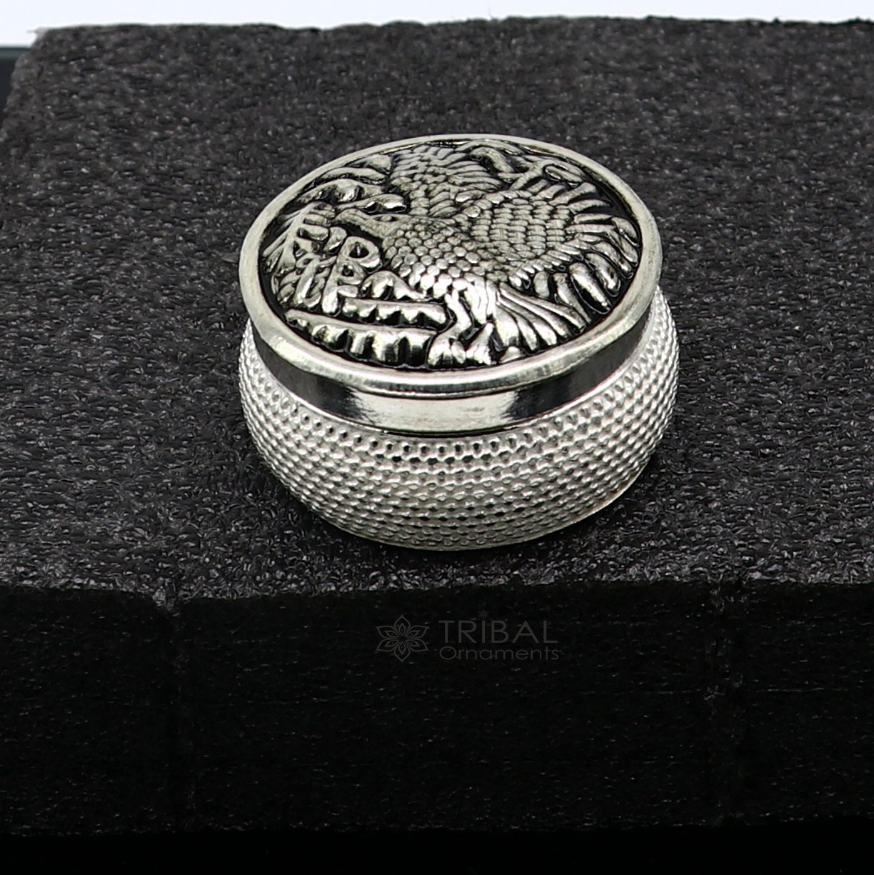 Eagle Design 925 Sterling Silver Handmade Trinket Box, Eye