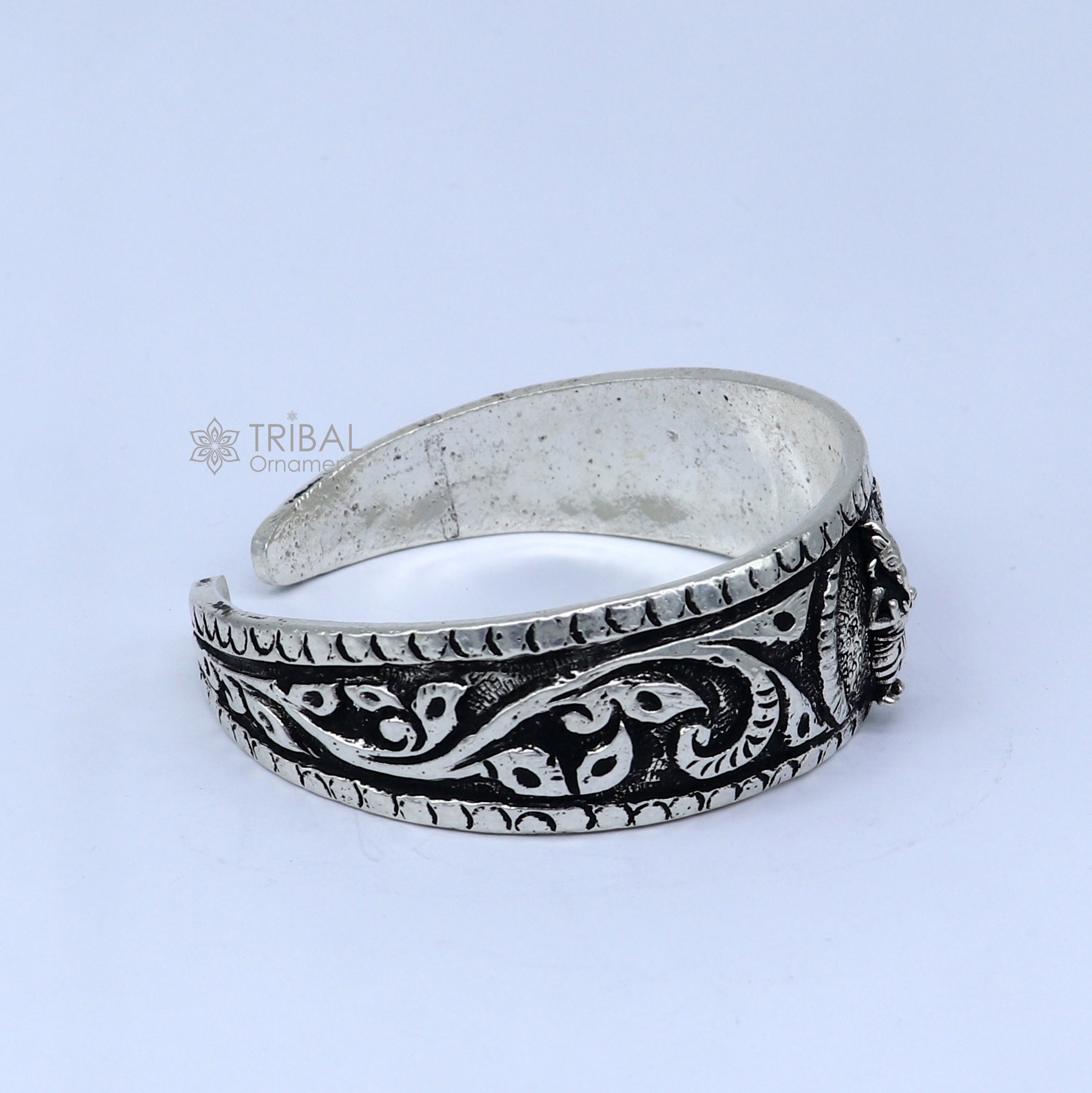 925 Sterling Silver Handmade Vintage Lord Ganesha Design Bangle
