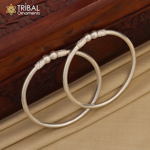 925 sterling silver handmade fabulous plain stylish kada bangle bracelet tribal jewelry nsk858