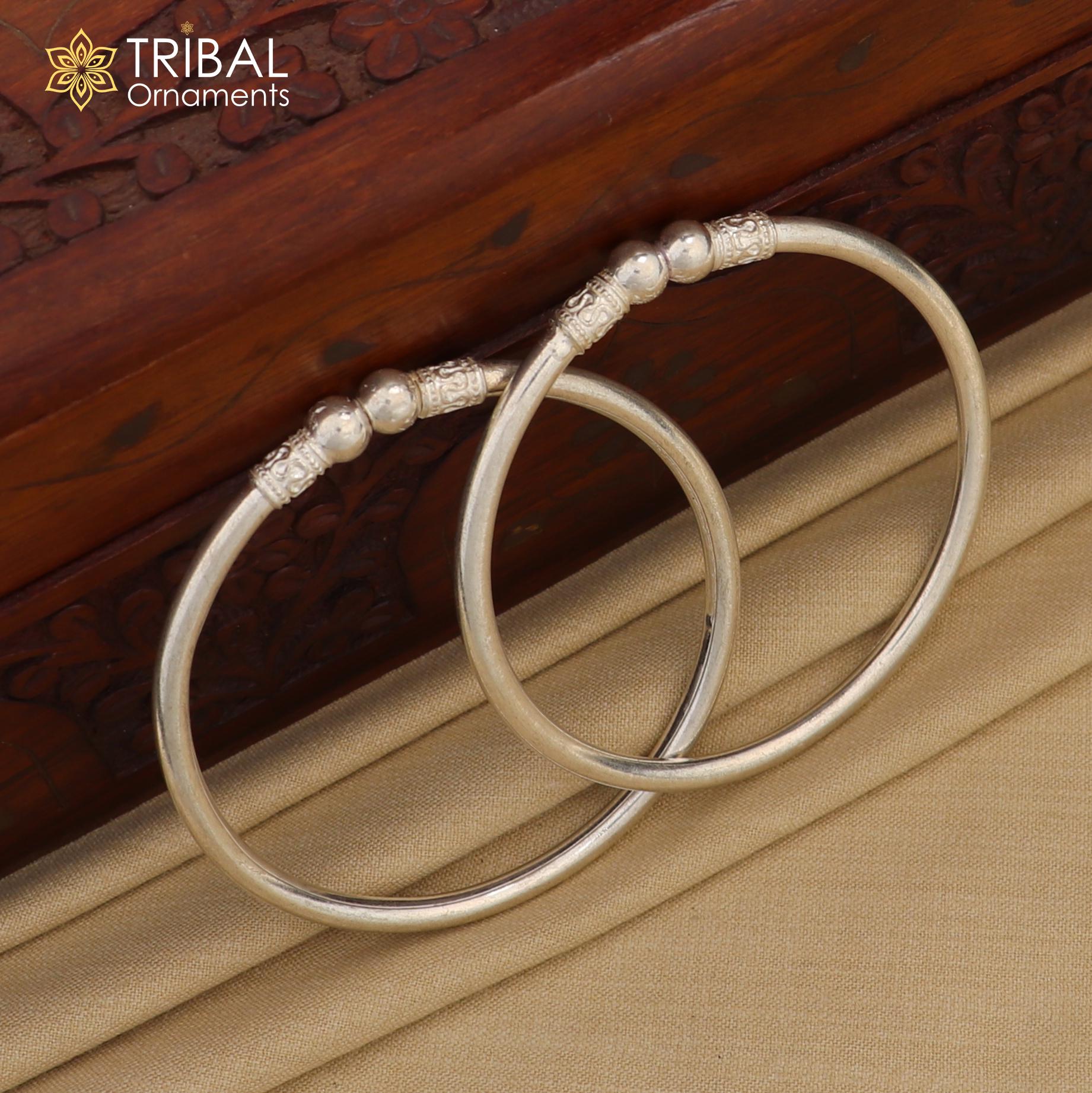 SILVER925 TRIBAL DESIGN BANGLE/シルバー/バングル Handmade Flower Shape Design 925 Sterling Silver Bangle Bracelet