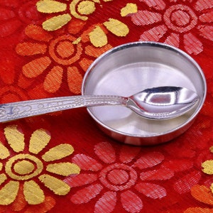 99.99 pure silver handmade silver small baby plate and spoon set, silver vessels sv10