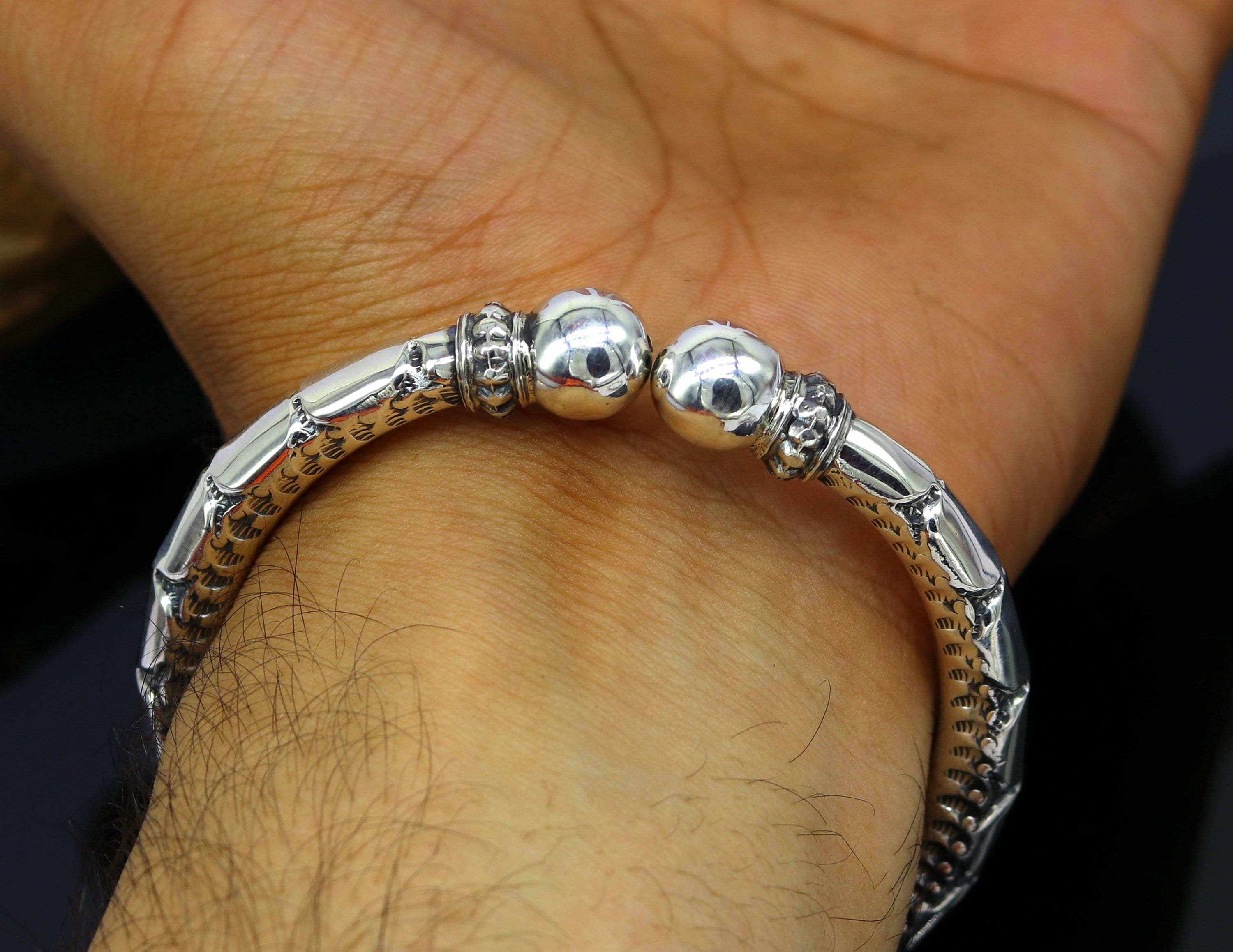 925 Sterling Silver Handmade Gorgeous Bangle Bracelet Kada