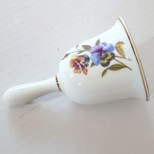 Vintage Floral Brinton Bone China Dinner Bell: Collectible Porcelain Home Decor with Gold Accent