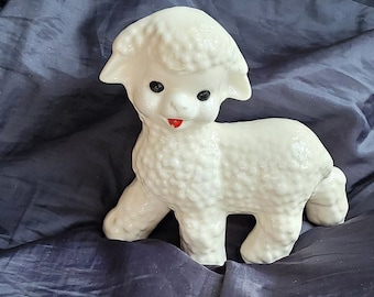 Vintage Ceramic Lamb Figurine KB 1973 – 1970s White Sheep Easter Decor