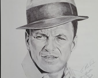 Rare  Frank Sinatra Portrait Sketch - Limited Edition - Artist David Allen Cooney - With Certificate of Authenticity
