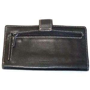 Billetera vintage de cuero genuino Guang Tong: billetera unisex larga con bolsillo con cremallera y compartimentos