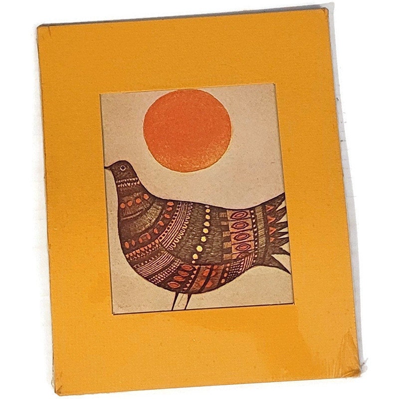 Vintage Midcentury Art Print Lithograph Pigeon Abstract Etsy