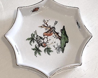 Vintage Star Ceramic Trinket Dish: Bird & Bug Jewelry Holder
