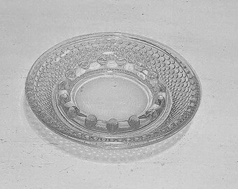 Vintage Clear Glass Ashtray with Dot Pattern - Retro Tobacciana Catchall Trinket Dish