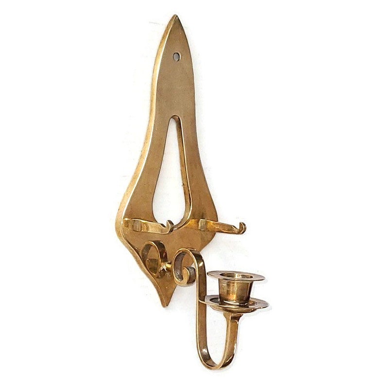 Brass Candle Wall Sconce 2 Available Plate Holder Candle Sconce Very Nice Vintage Condition image 8