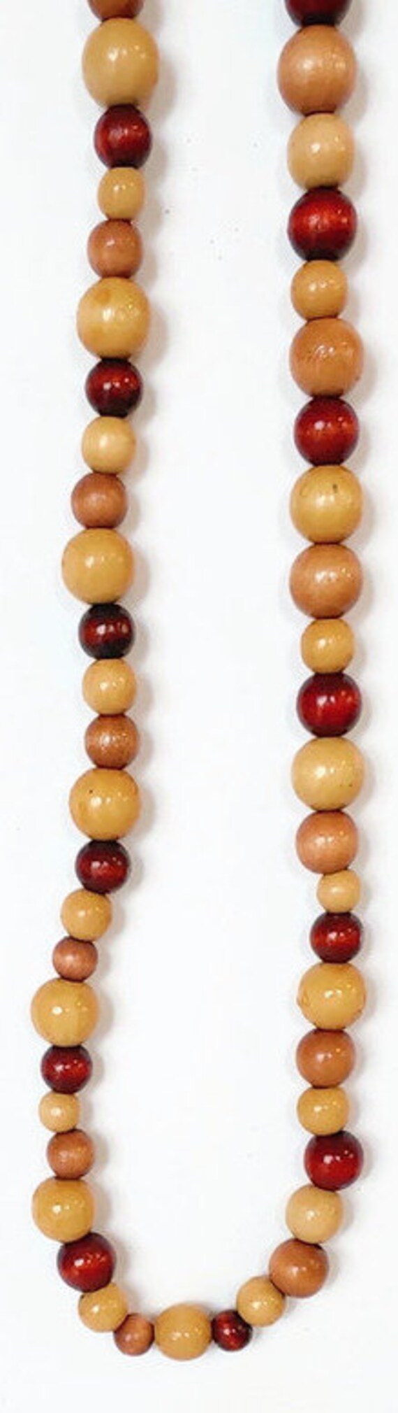 Brown Beaded Necklace / Natural Wood Bead Boho Ne… - image 5